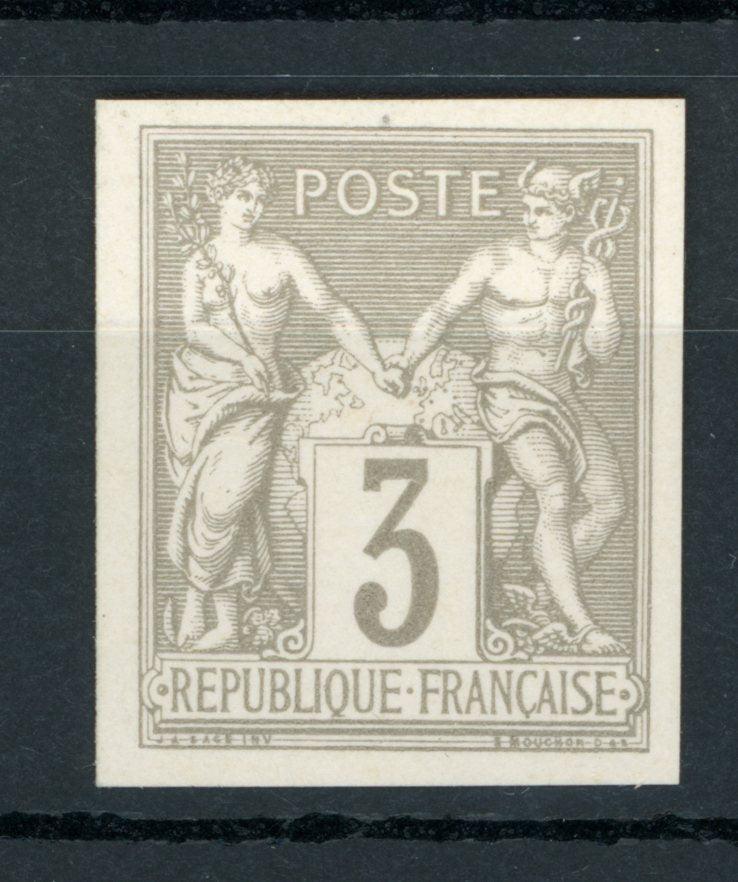 France - signé Brun, émission des Régents, Sage 3cts gris - Yvert n°87d - Timbres-Et-Passion