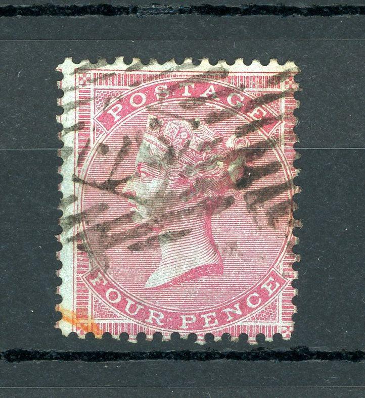 Grande-Bretagne 1855/1857 - Signé Brun, filigrane petite jarretière, 4d rose sur azuré - Yvert n°16 - Timbres-Et-Passion