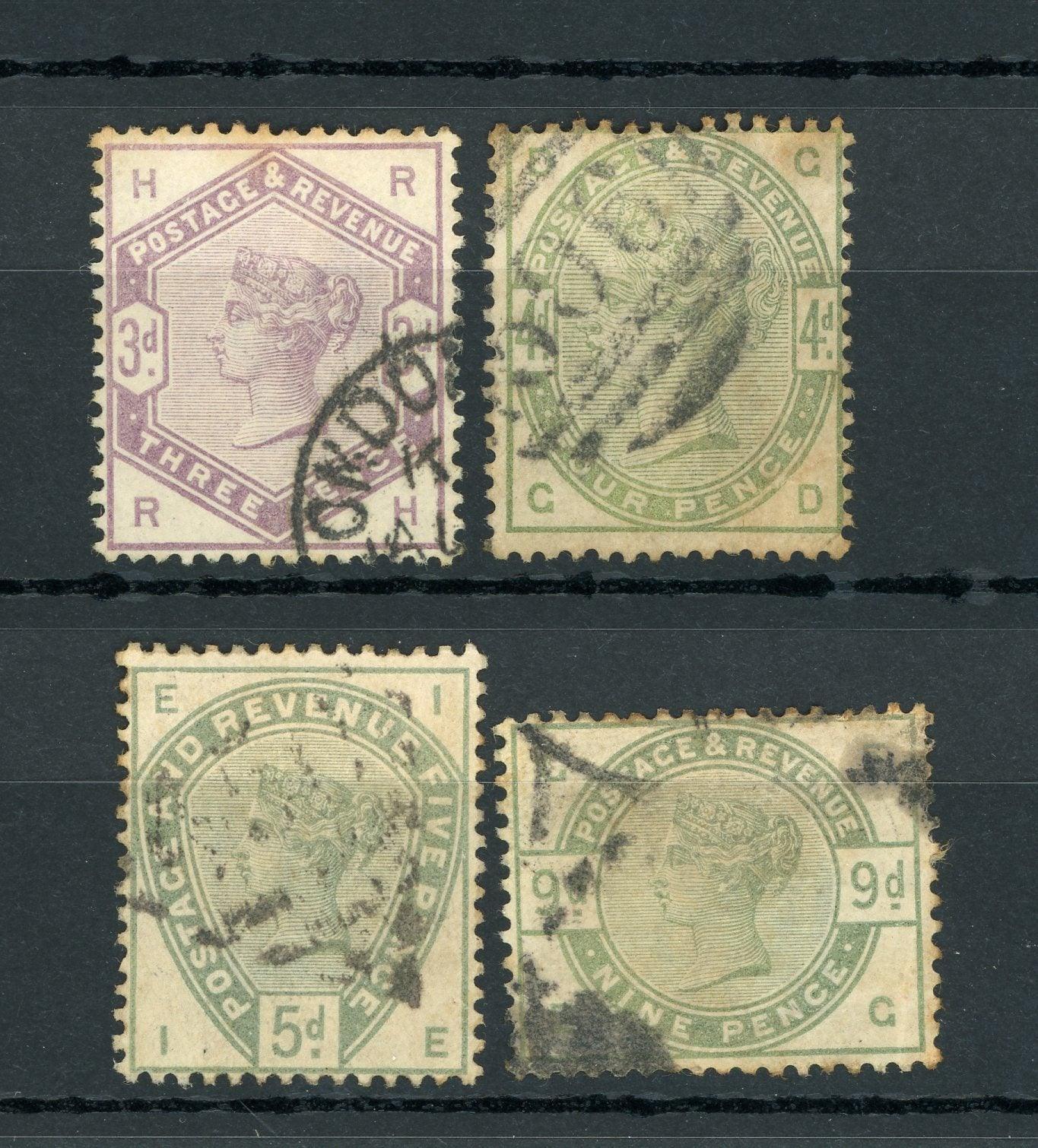 Grande-Bretagne 1883/1884 - Filigrane couronne, collection, cote 950€ - Yvert n°80/82 et 84 - Timbres-Et-Passion