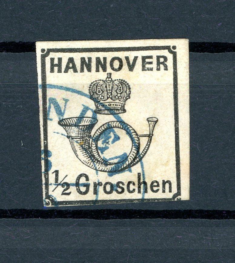 Hanovre 1859/1863 - 1er choix, 1/2g noir - Yvert n°16 - Timbres-Et-Passion