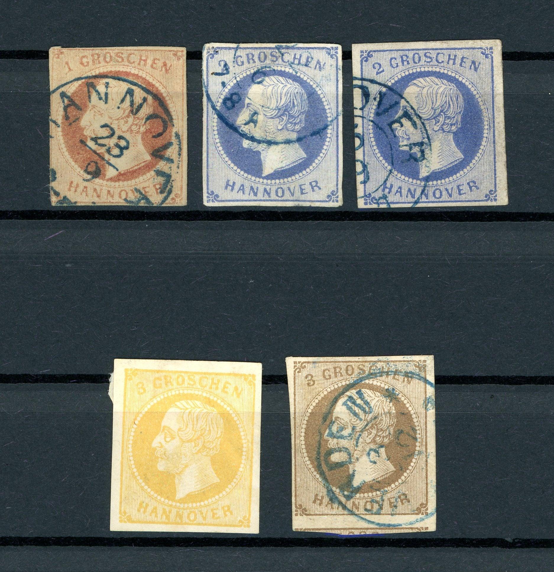 Hanovre 1859/1863 - 1er choix, superbe série - Yvert n°17b, 18/20 - Timbres-Et-Passion