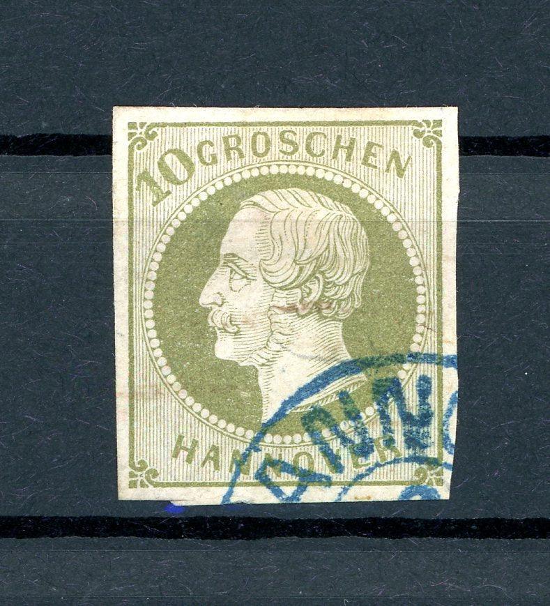 Hanovre 1859/1863 - Rare, 1er choix, 10g vert-gris, cote 1300€ - Yvert n°21 - Timbres-Et-Passion