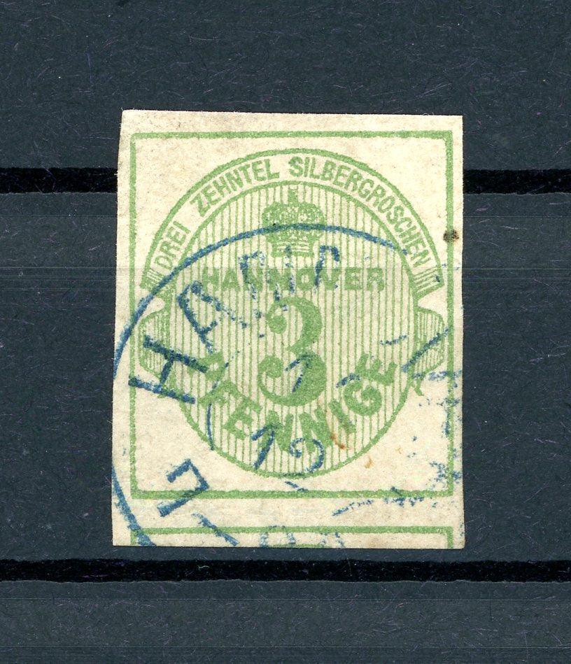 Hanovre 1859/1863 - Rare 3P vert-jaune, cote 1400€ - Yvert n°15 - Timbres-Et-Passion