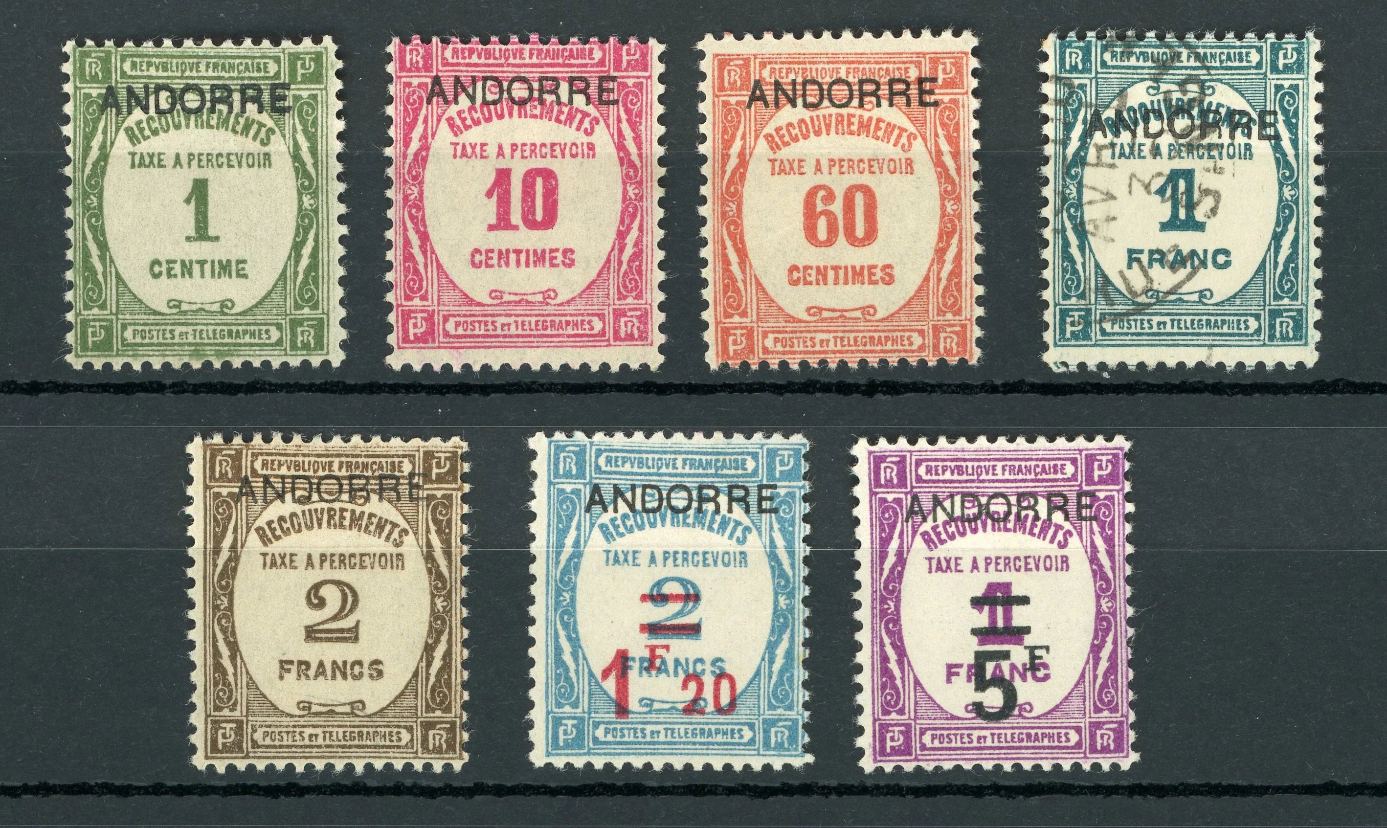 Andorre 1931/1932 - Taxes, série complète, cote 630€ - Yvert n°9/15