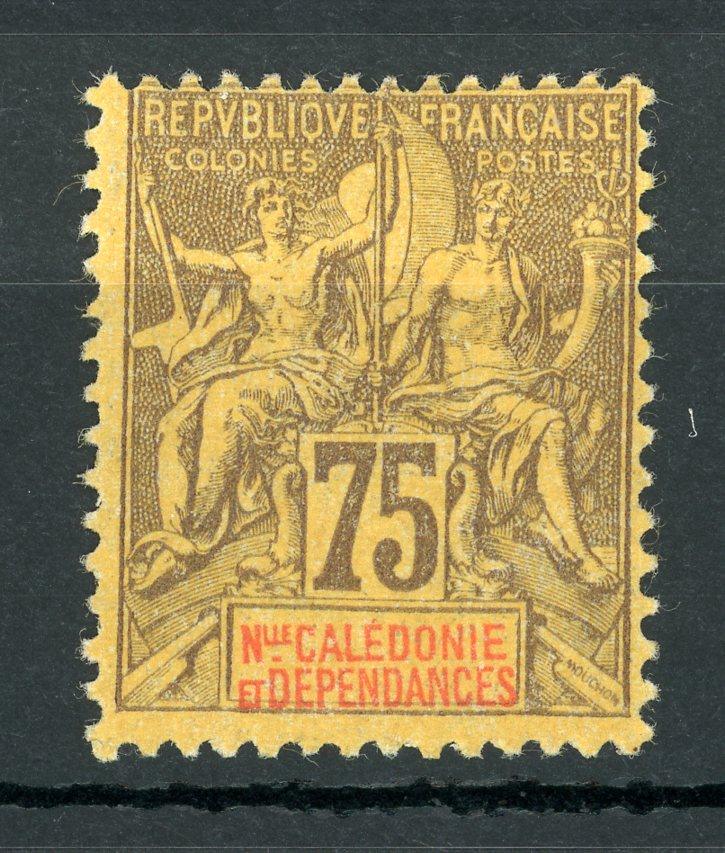 Nouvelle Calédonie 1883/1884 -75c violet sur jaune - Yvert n°52