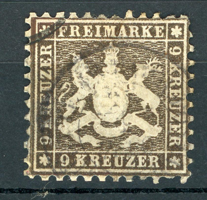 Wurtemberg 1863 - Nuance Sepia, 9K - Yvert n°28a