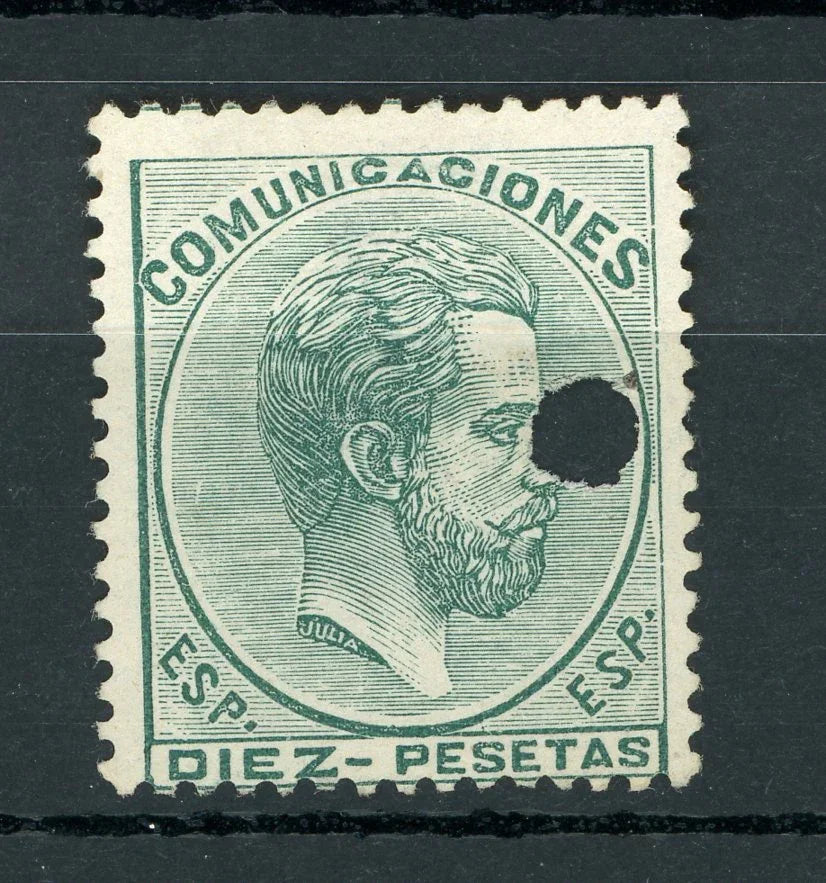 Espagne - Amédé 1er, 10P Vert Perforé - Yvert n°128