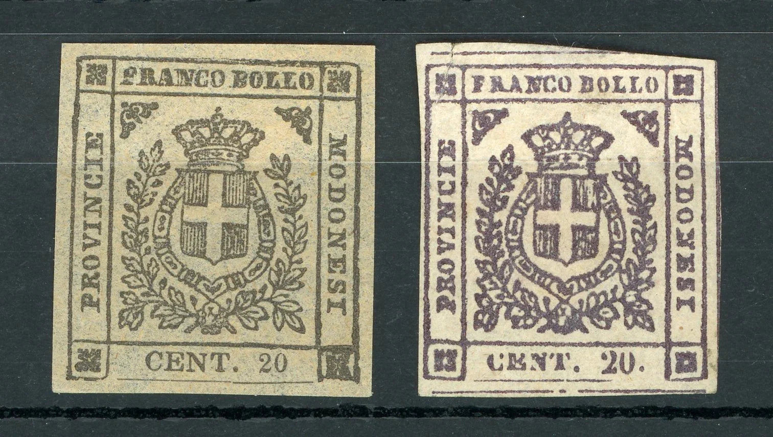 Modère - Superbe nuance Violet gris et Violet - Yvert n°9a et 9