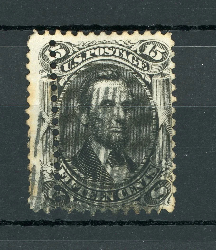 Etats unis d'Amérique - Signé Schellen, très rare double piquage vertical à gauche sur 15c noir