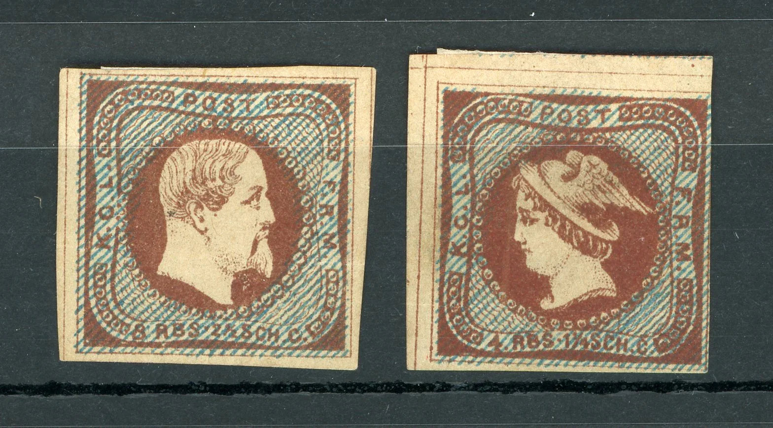 Allemagne - 2 essais de 1852, Rare