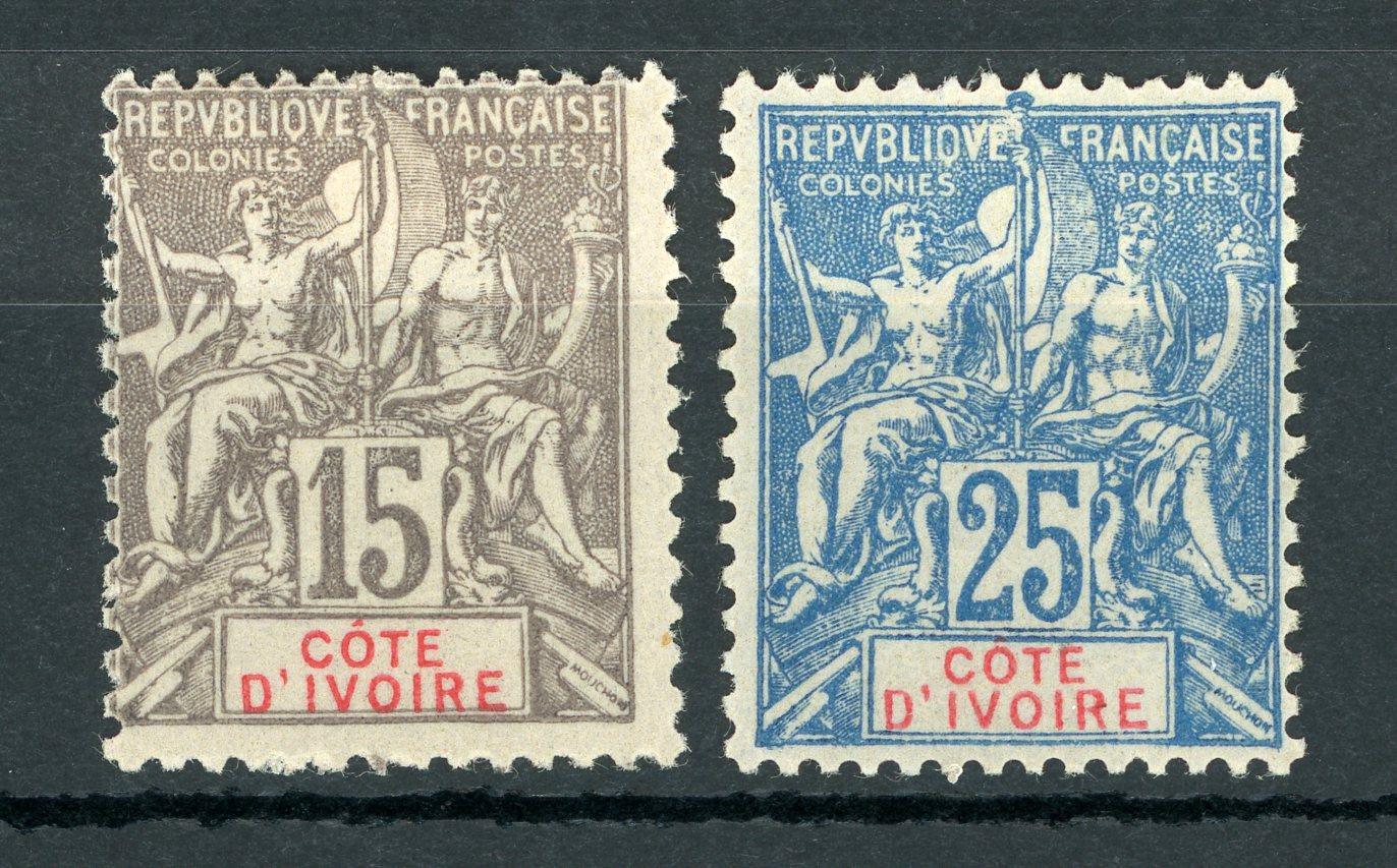 Cote d'Ivoire 1900 - Série de Timbre - Yvert n°15/16