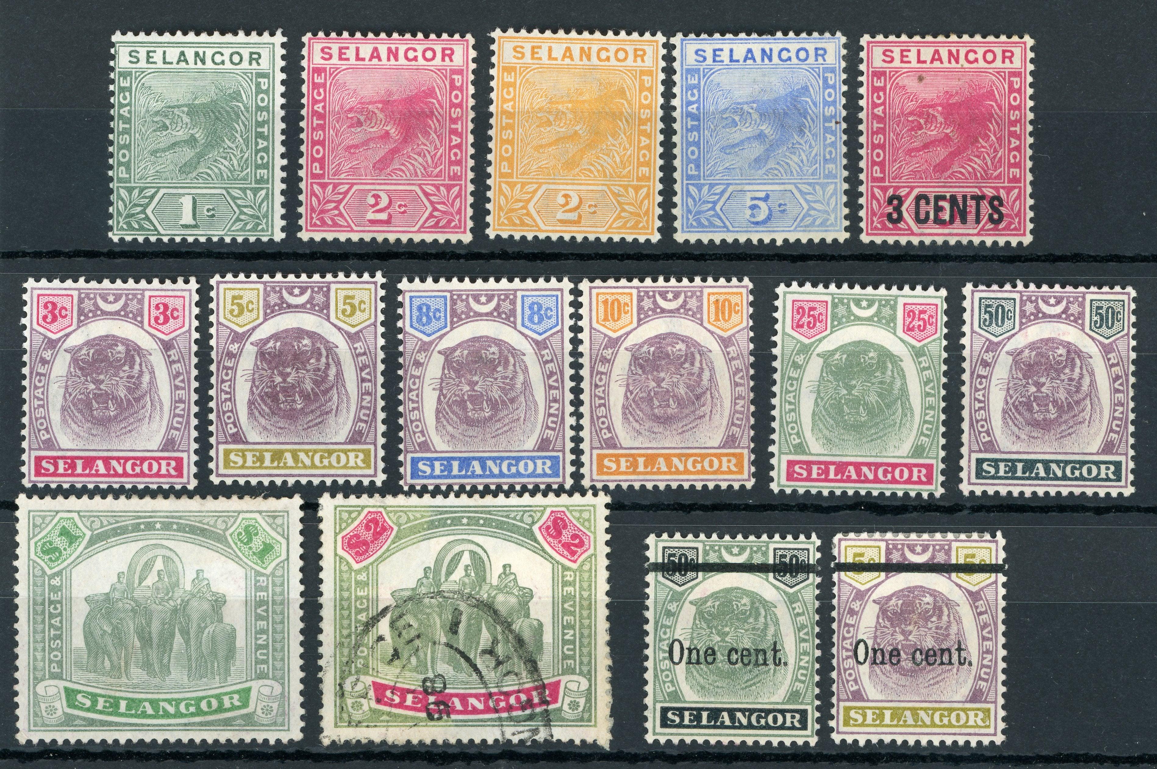 Malaisie 1891/1901 - Selangor, collection avancée de timbres - Yvert n°8 à 27