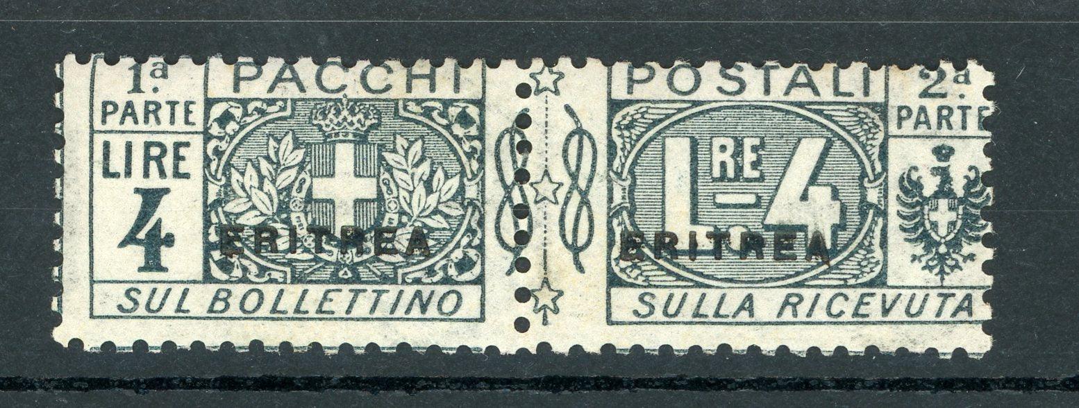 Erythrée 1916/1924 - Cote 450€, colis postaux 4 Line Gris-Vert - Yvert n°8