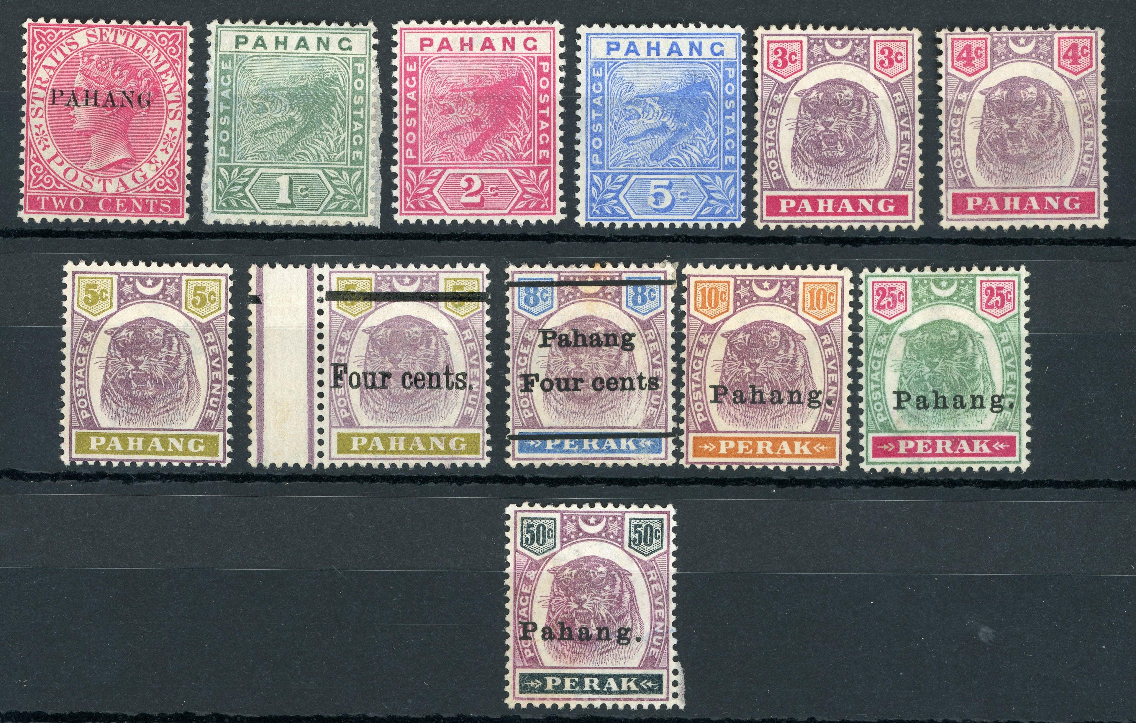Malaisie 1890/1899 - Pahang, collection quasi complète de timbres - Yvert n°1 à 18
