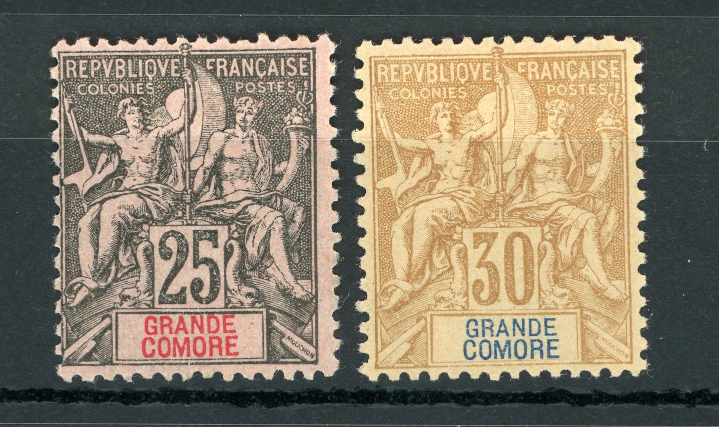 Grande Comore 1897 - 25c et 30c - Yvert n°8/9