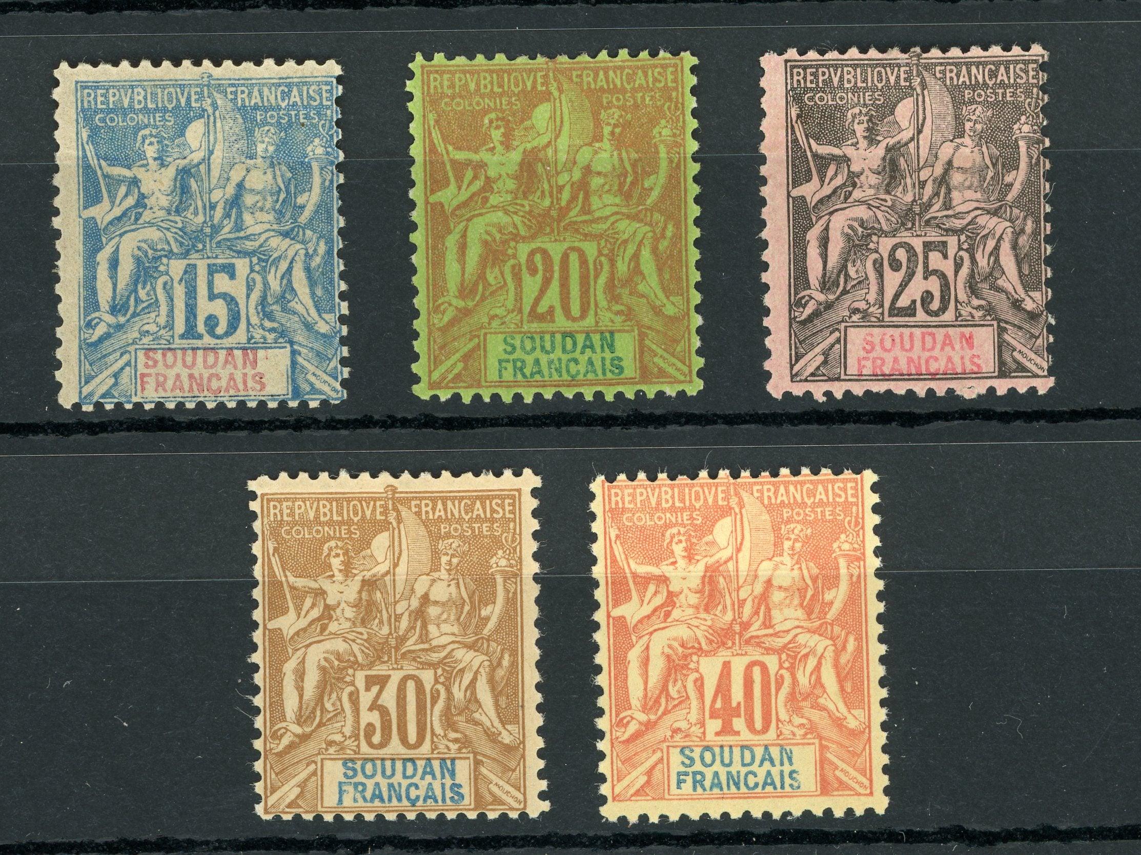 Soudan 1894 - Série de timbres - Yvert n°8/12