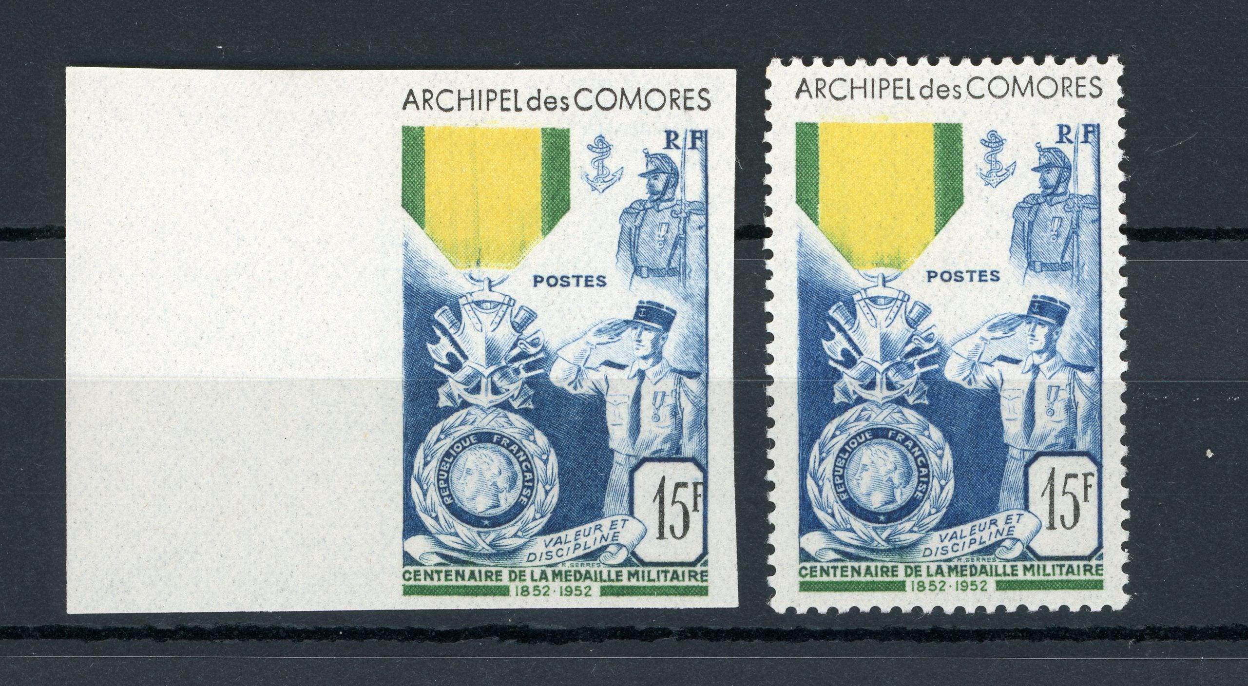 Comores - Dentelé et non dentelé - Yvert n°12 et 12a