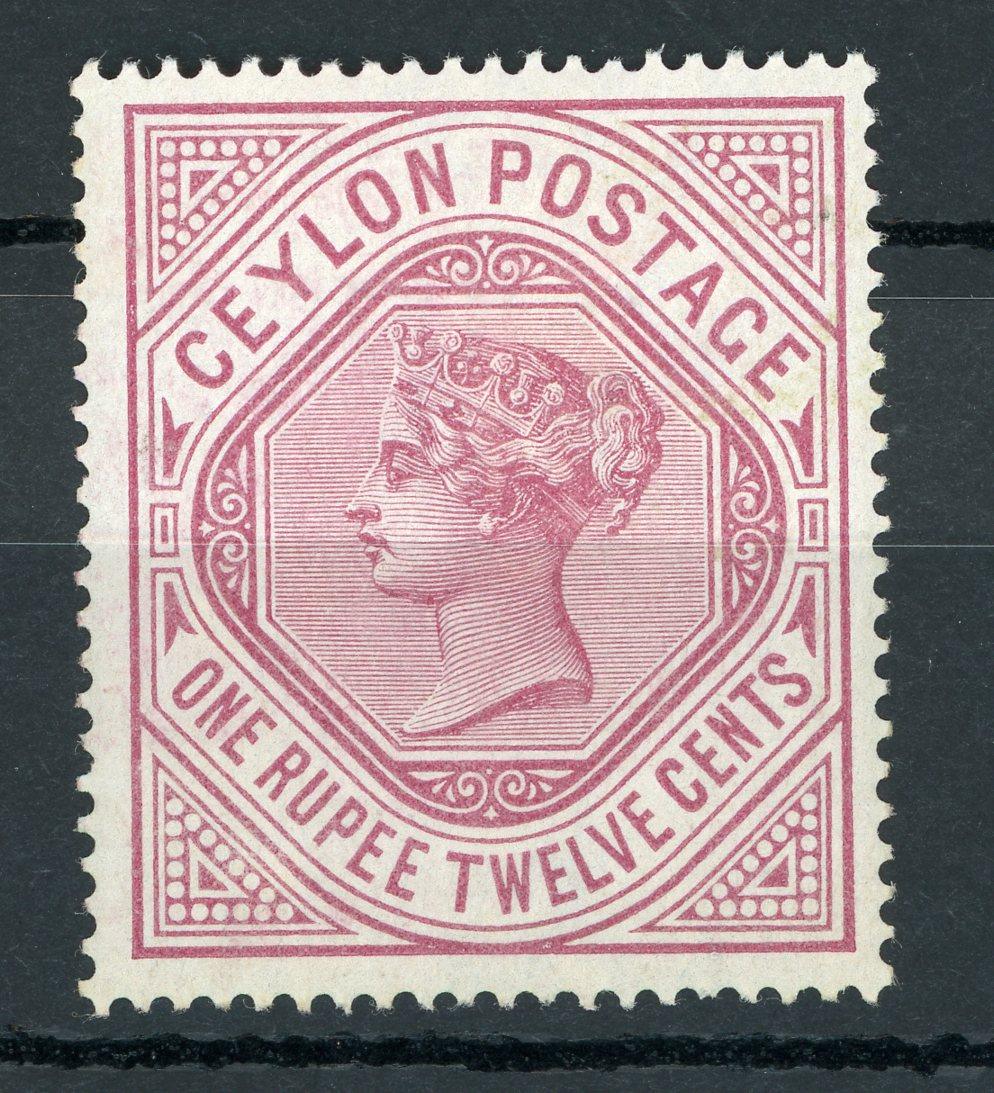 Ceylan 1885 - Victoria, 1R 12c Carmin - Yvert n°111