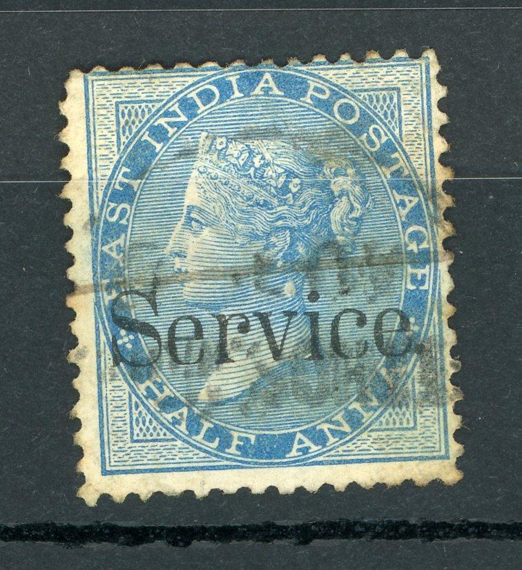 Inde Anglaise 1866 - Servier, sans filigrane, 1/2 a Bleu - Yvert n°1