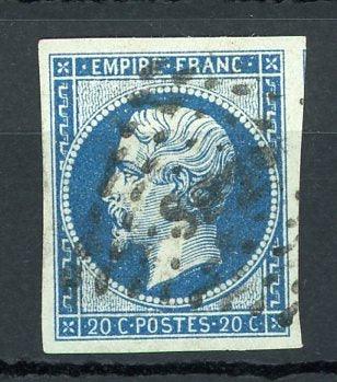 France 1860 - Signé Calves, Superbe Bleu sur Vert, Napoléon 20c bleu Type II - Yvert n°14Ba