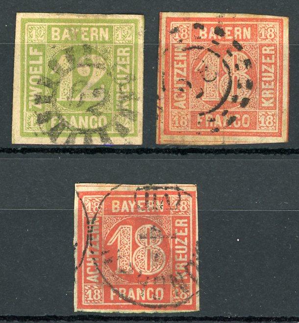 Bavière 1861/1862 - Série de timbres - Yvert n°13/14