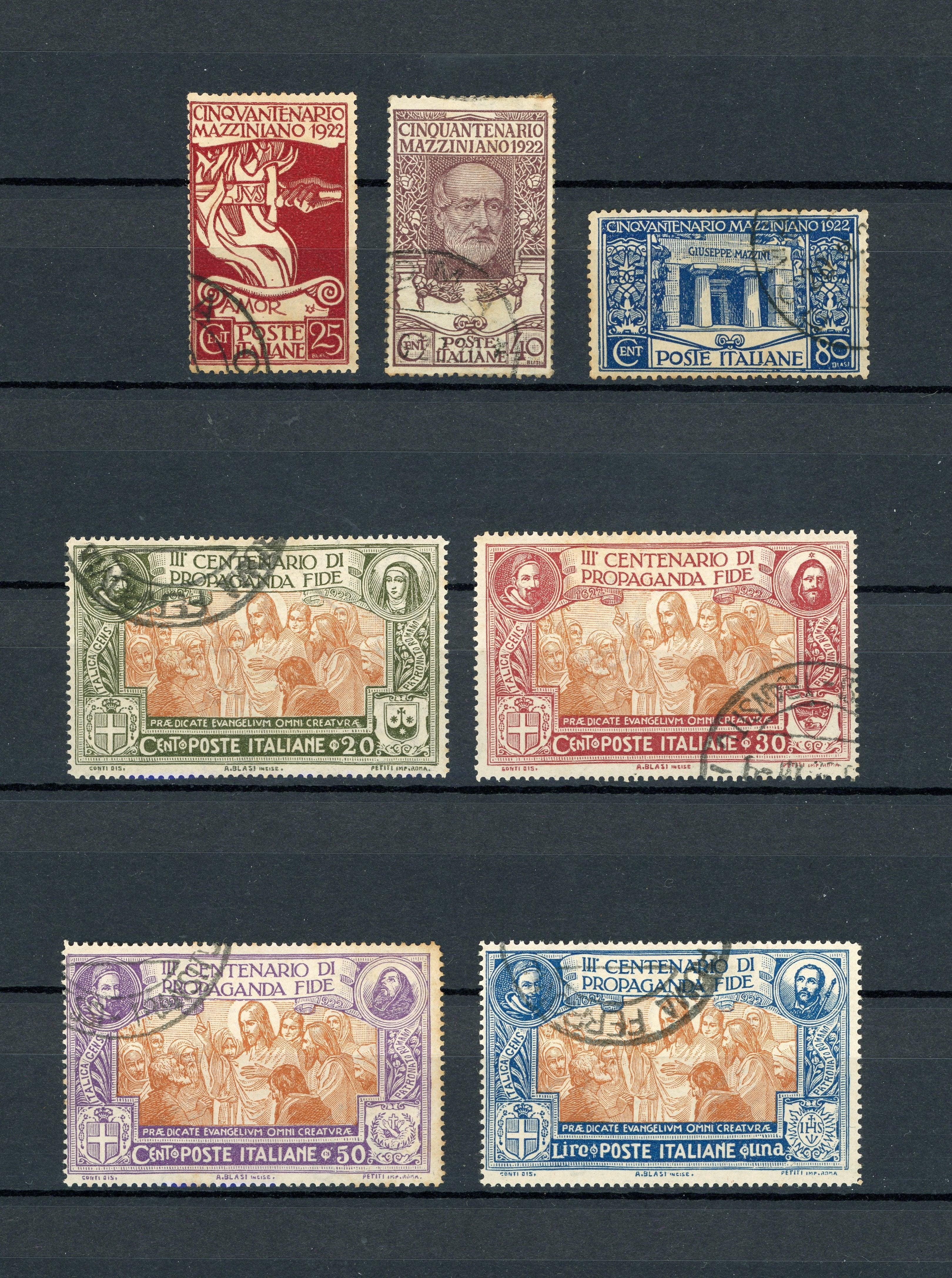 Italie 1922/1923 - Série de timbres - Yvert n°121/127 - Timbres-Et-Passion