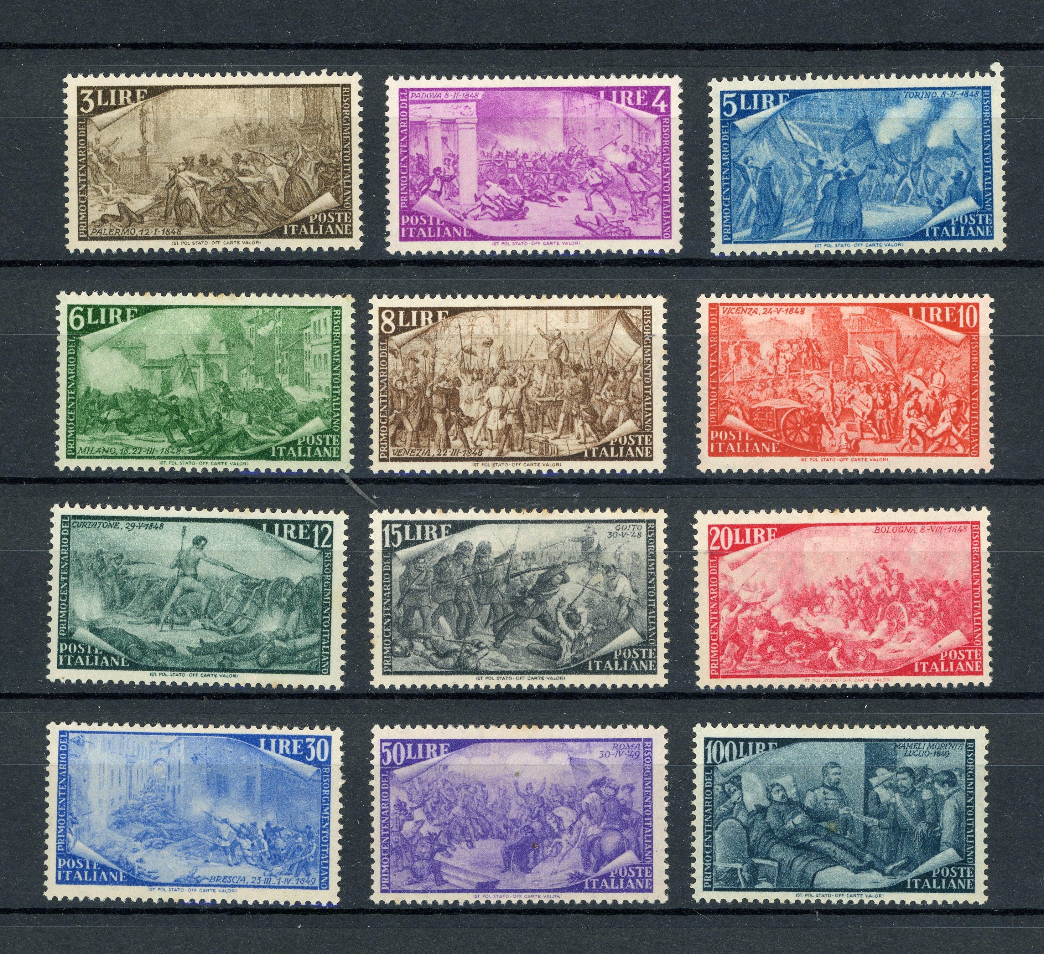 Italie 1948 - Série complète - Yvert n°518/529 - Timbres-Et-Passion