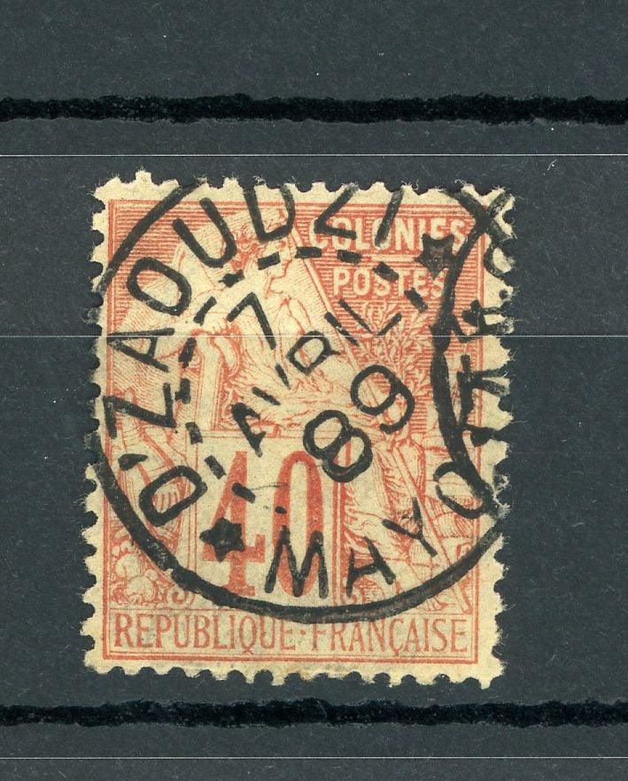 Mayotte 1889 - Timbre précurseur, oblitération d'Zaoudzi-Mayotte sur 40cts rouge-orange - Timbres-Et-Passion