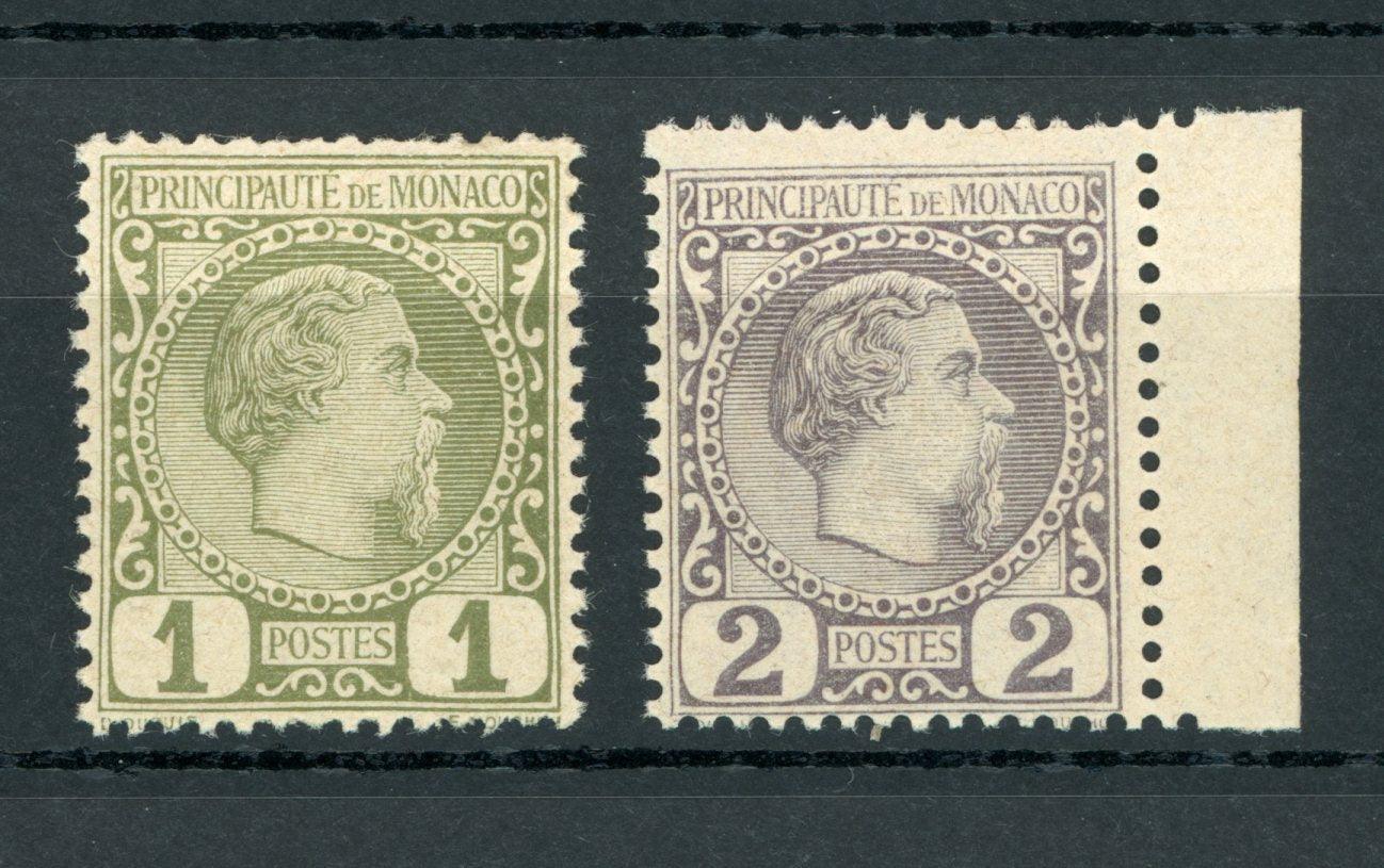 Monaco 1885 - Neuf sans charnière, prince Charles III - Yvert n°1/2 - Timbres-Et-Passion