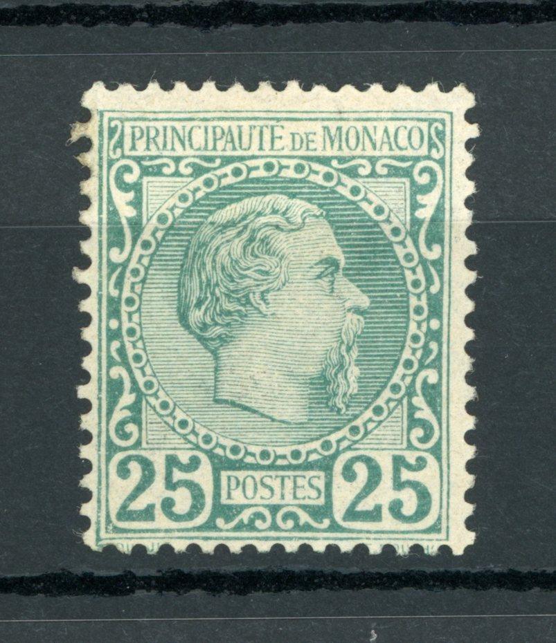 Monaco 1885 - Signé Calves, Prince Charles III, 25cts vert - Yvert n°6 - Timbres-Et-Passion