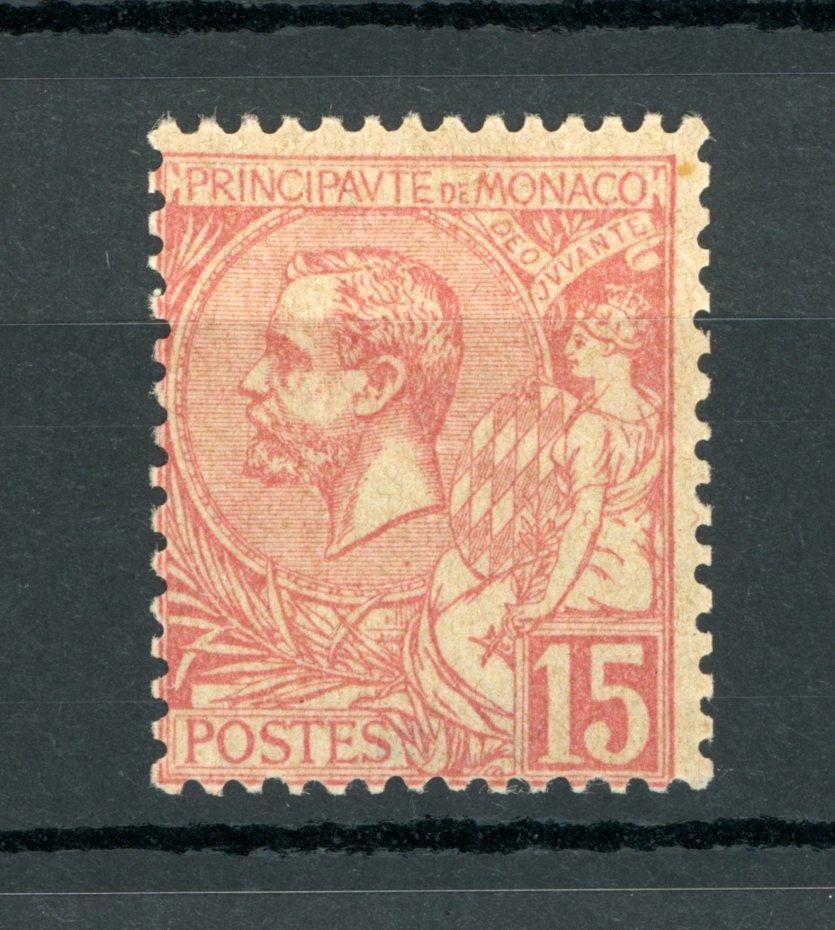 Monaco 1891/1894 - Signé Calves, Prince Albert 1er, 15cts rose - Yvert n°15 - Timbres-Et-Passion