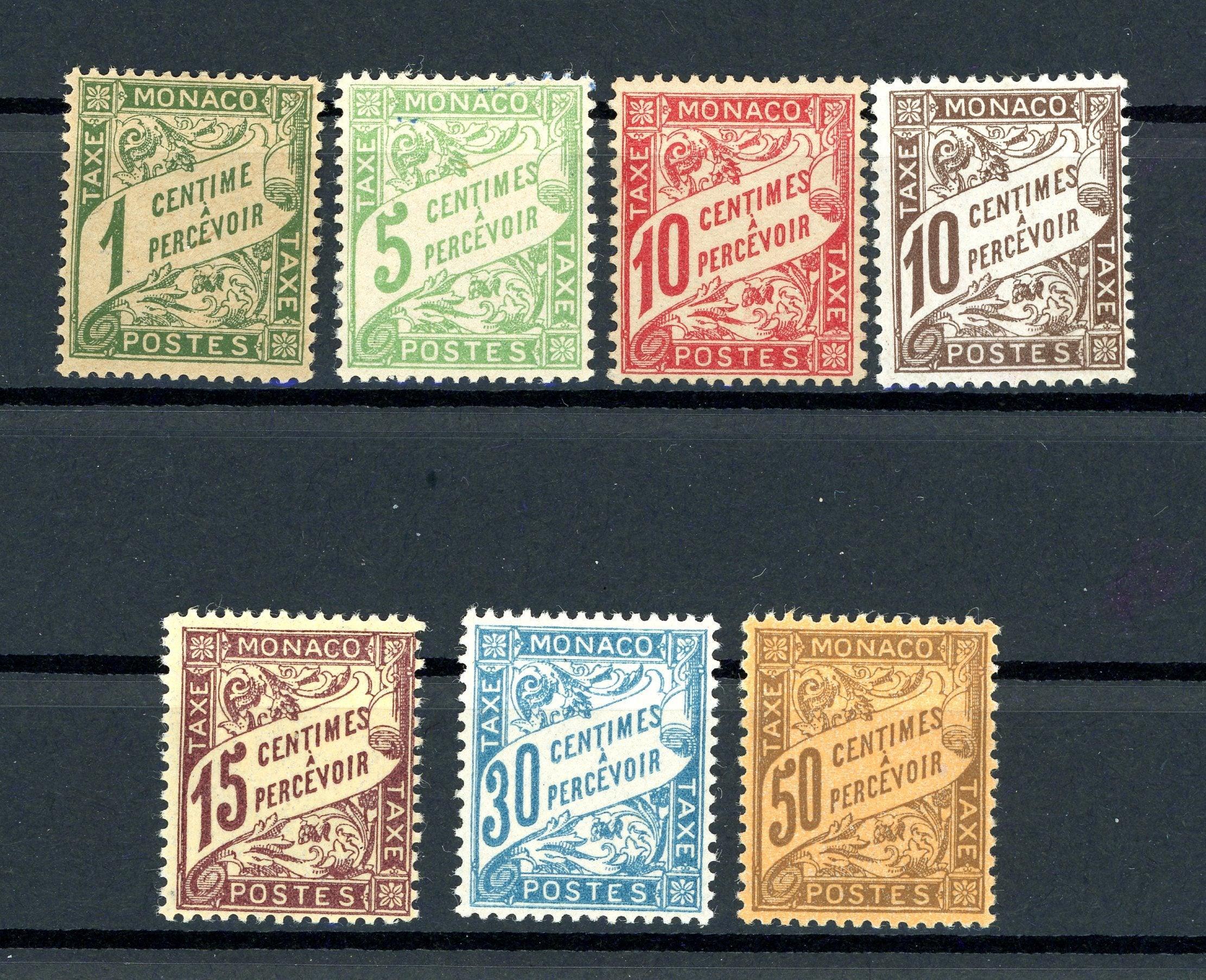 Monaco 1905/1909 - Taxes Série Complète - Yvert taxe n°1/7 - Timbres-Et-Passion