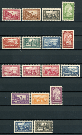 Monaco 1933/1937 - Série complète des paysages - Yvert n°119/134 - Timbres-Et-Passion