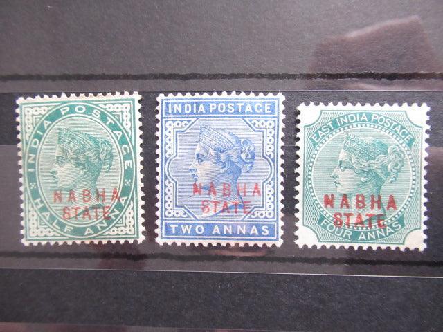 Nabha 1887/1900 - Surcharge rouge - Yvert n°23/25 - Timbres-Et-Passion