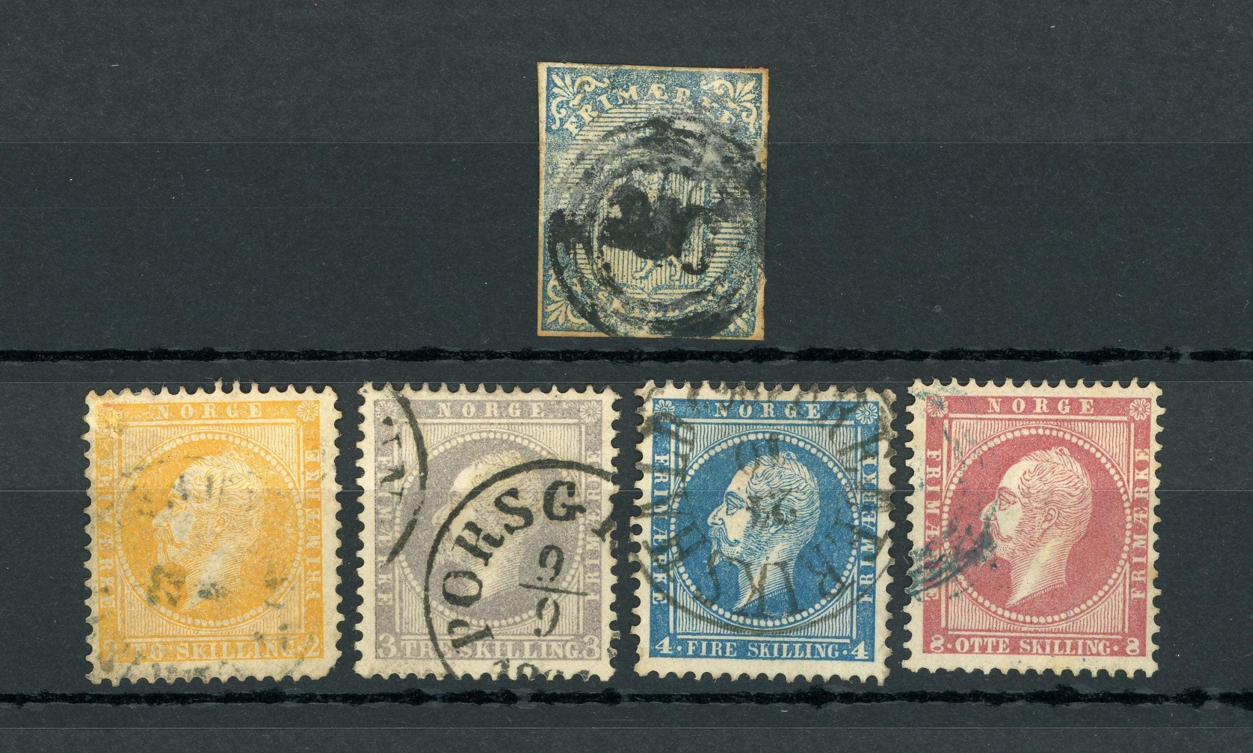 Norvège 1855/1856 - Série complète - Yvert n°1/5 - Timbres-Et-Passion