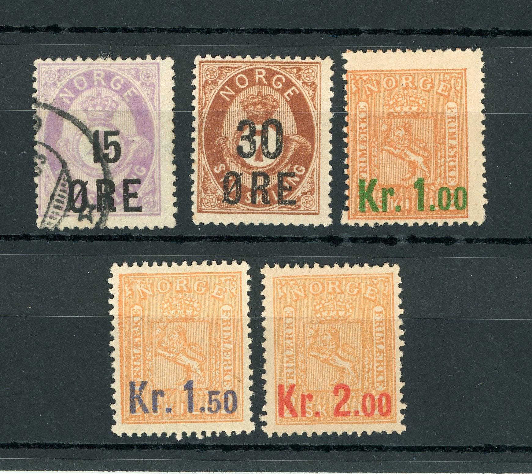 Norvège 1905/1908 - Série complète - Yvert n°58/62 - Timbres-Et-Passion