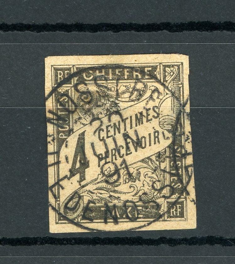 Nossi-Be 1891 - Timbre précurseur, oblitération Nossi-Be sur timbre Taxe 4cts noir - Timbres-Et-Passion