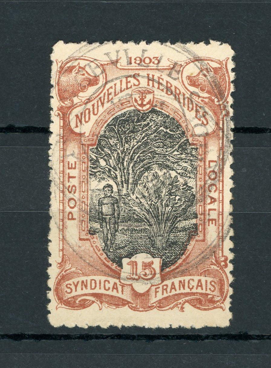 Nouvelles-Hébrides 1903 - Poste locale, 15cts brun-rouge et noir - Yvert n°4 - Timbres-Et-Passion