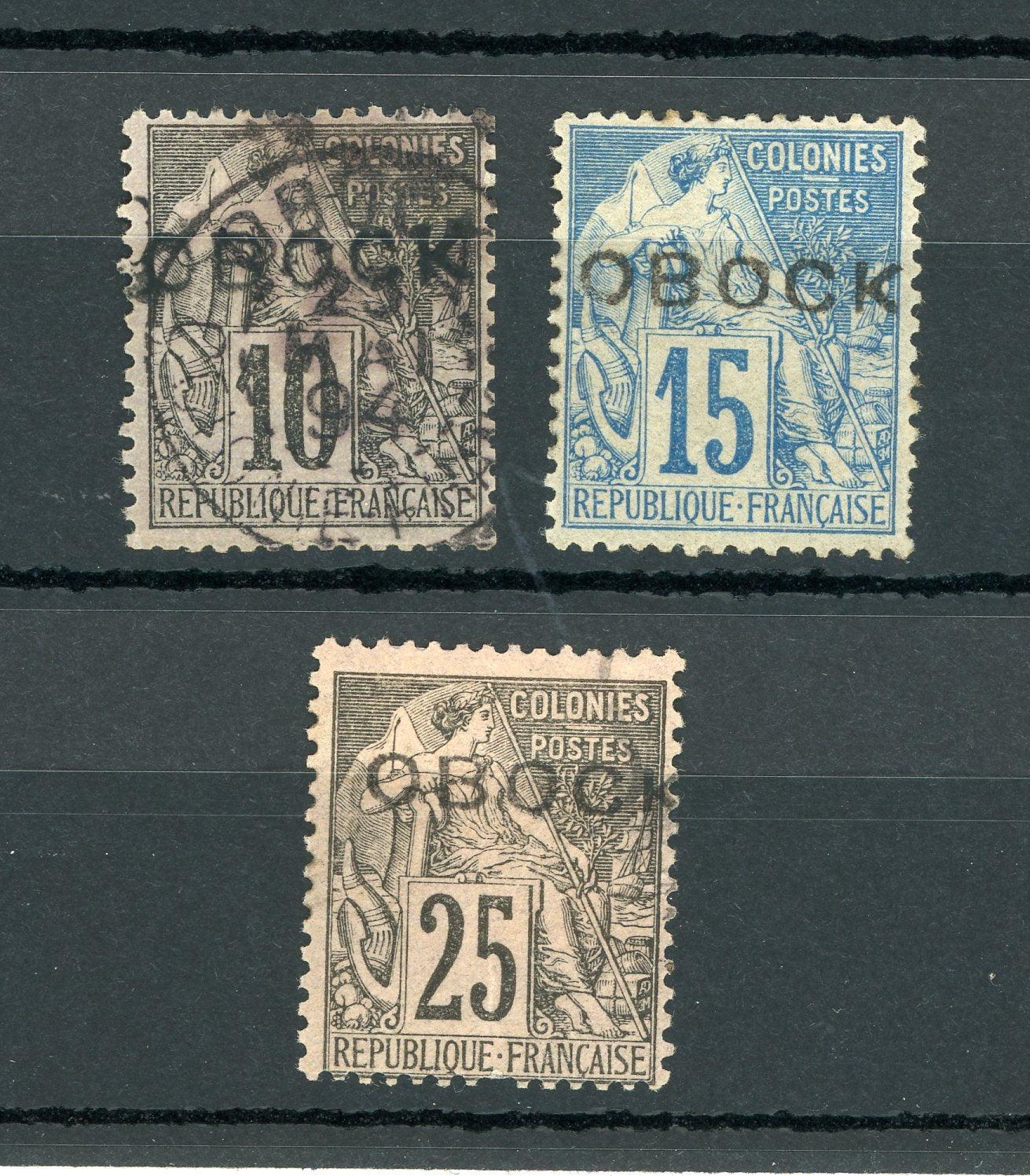 Obock 1892 - Sélection de timbres - Yvert n°14, 15 et 17 - Timbres-Et-Passion