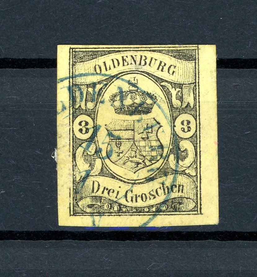 Oldenbourg 1858 - 1er choix, superbe 3g jaune - Yvert n°8 - Timbres-Et-Passion