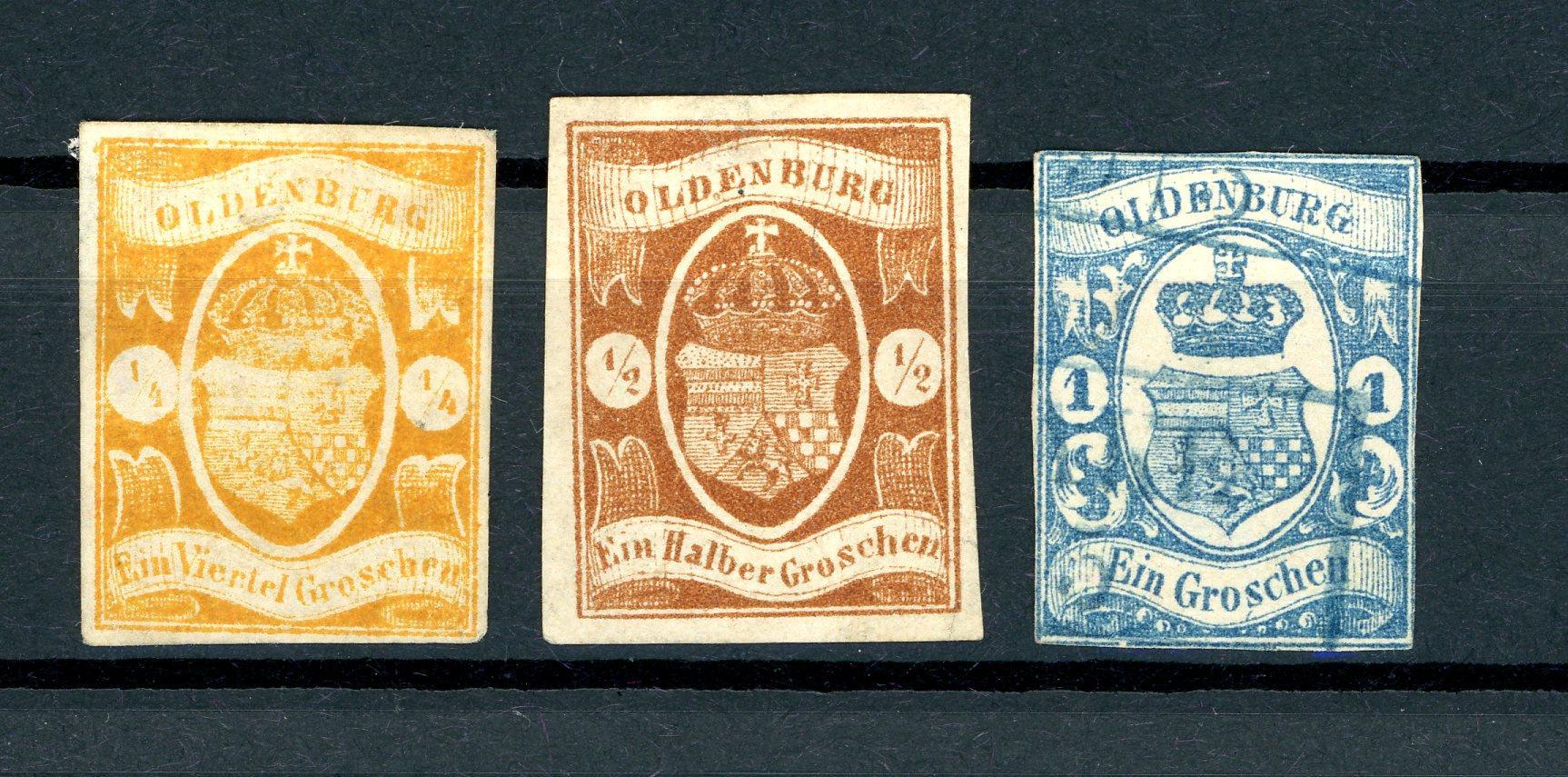 Oldenbourg 1860 - Collection de timbres - Yvert n°9, 11 et 12 - Timbres-Et-Passion