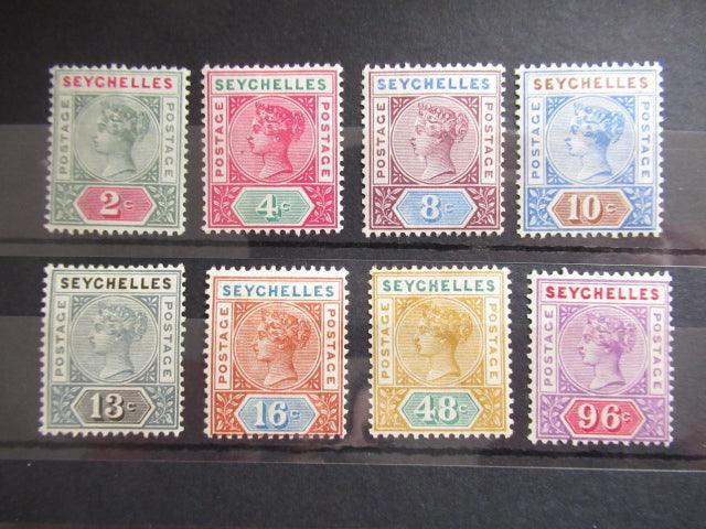 Seychelles 1890 - Victoria filigrane CA, série complète - Yvert n°1/8 - Timbres-Et-Passion