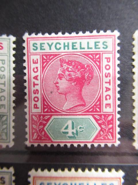 Seychelles 1890 - Victoria filigrane CA, série complète - Yvert n°1/8 - Timbres-Et-Passion