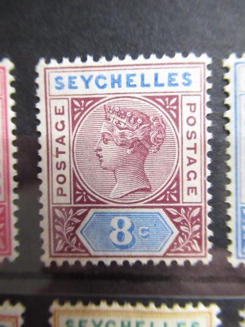 Seychelles 1890 - Victoria filigrane CA, série complète - Yvert n°1/8 - Timbres-Et-Passion