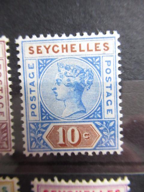 Seychelles 1890 - Victoria filigrane CA, série complète - Yvert n°1/8 - Timbres-Et-Passion