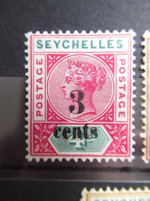 Seychelles 1893 - Victoria, timbres surchargés, série complète - Yvert n°9/13 - Timbres-Et-Passion