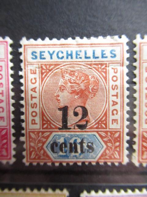 Seychelles 1893 - Victoria, timbres surchargés, série complète - Yvert n°9/13 - Timbres-Et-Passion