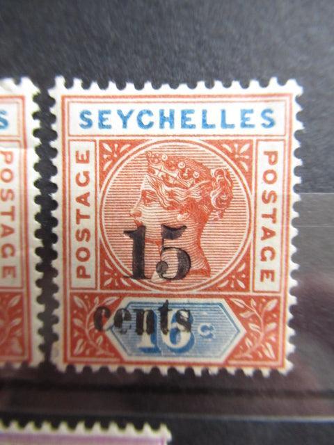 Seychelles 1893 - Victoria, timbres surchargés, série complète - Yvert n°9/13 - Timbres-Et-Passion