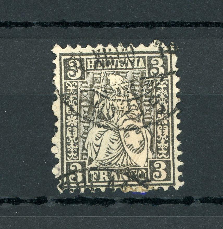 Suisse 1862 - 3cts noir - Yvert n°34 - Timbres-Et-Passion