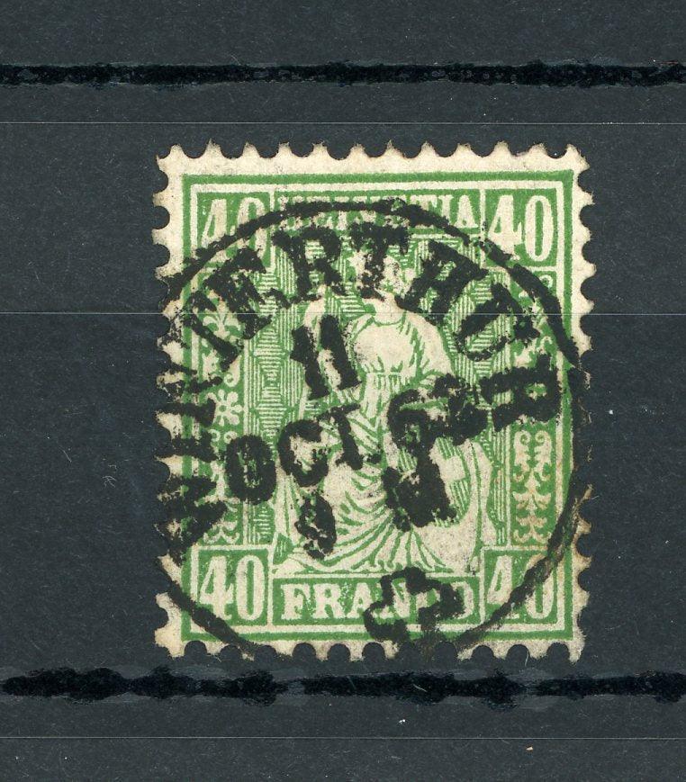 Suisse 1862 - 40cts vert - Yvert n°39 - Timbres-Et-Passion